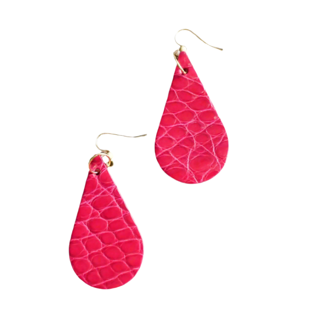 American Alligator Framboise CrocoVera Earrings