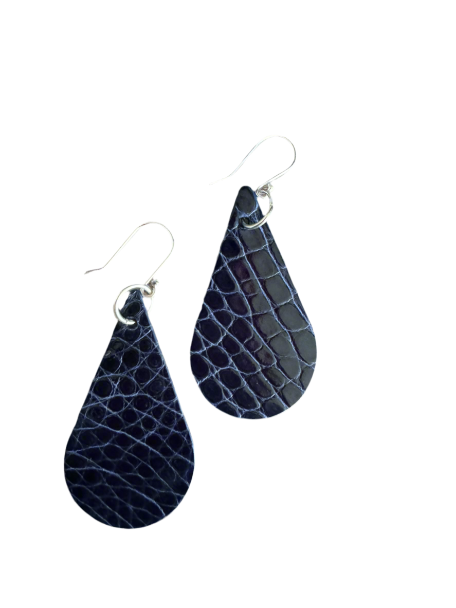 American Alligator Blue Sapphire CrocoVera Earrings