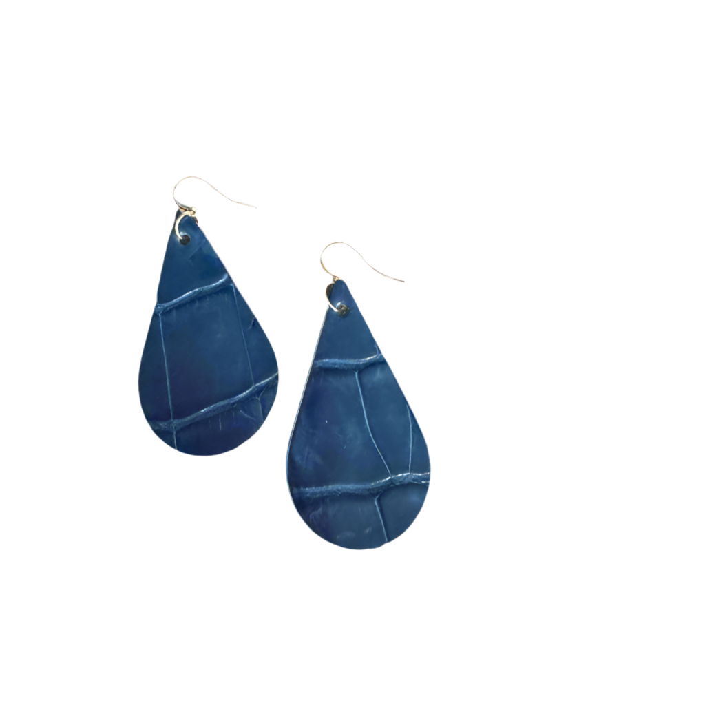 Porosus Crocodile Glazed Blue Izmir CrocoVera Earrings