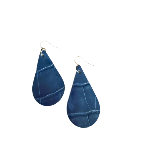 Porosus Crocodile Glazed Blue Izmir CrocoVera Earrings