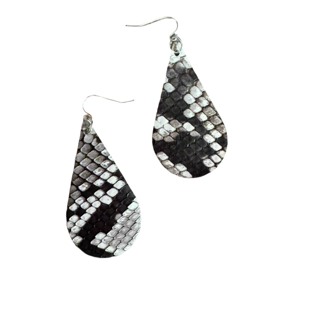 Python Snakeskin Matte Natural CrocoVera Earrings in Sterling Silver