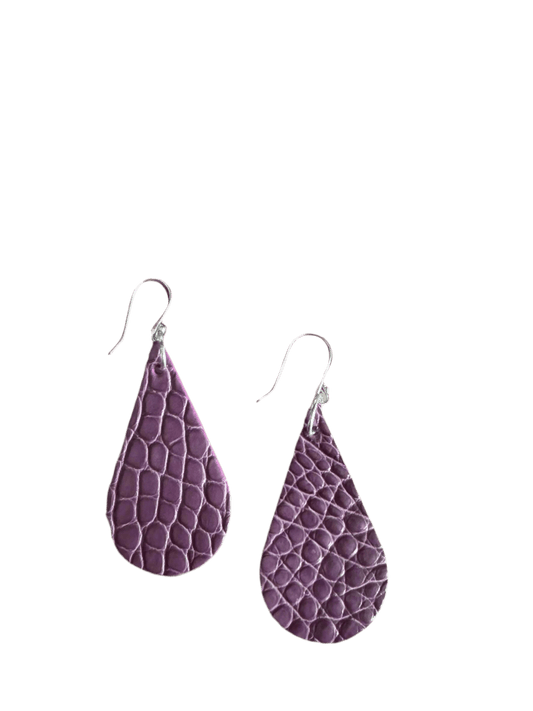 American Alligator Amethyst CrocoVera Earrings - CrocoVera