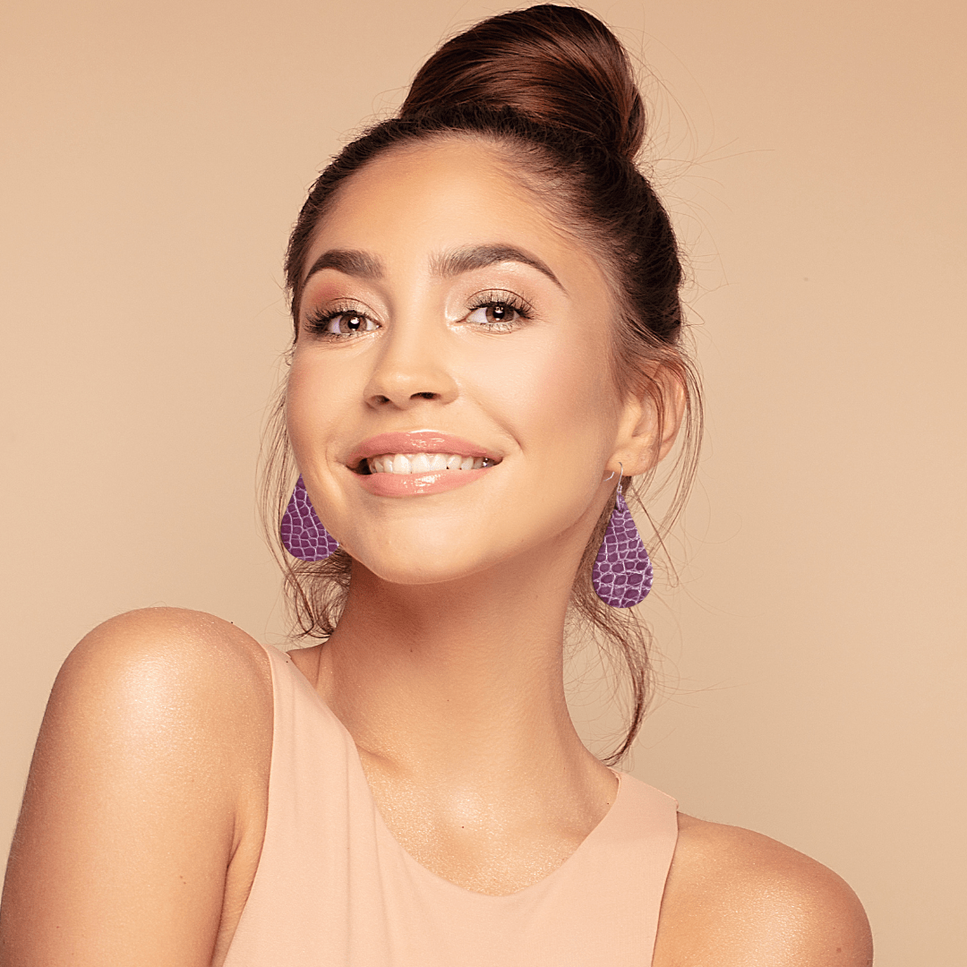 American Alligator Amethyst CrocoVera Earrings - CrocoVera