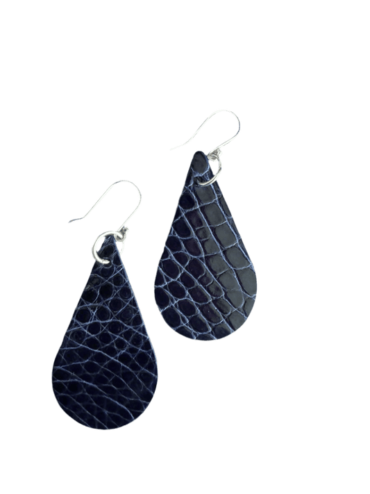 American Alligator Blue Sapphire CrocoVera Earrings - CrocoVera