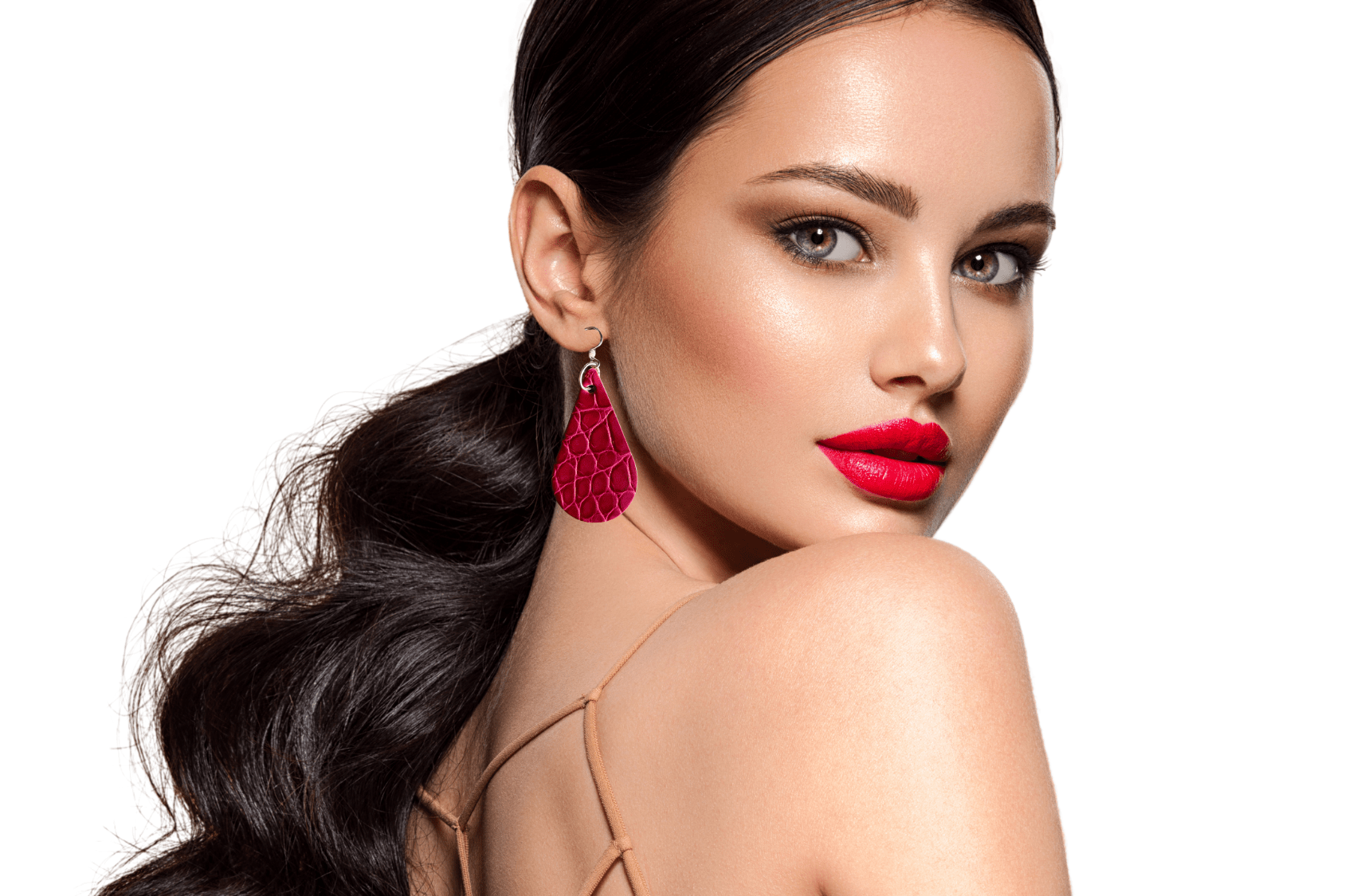 American Alligator Framboise CrocoVera Earrings - CrocoVera