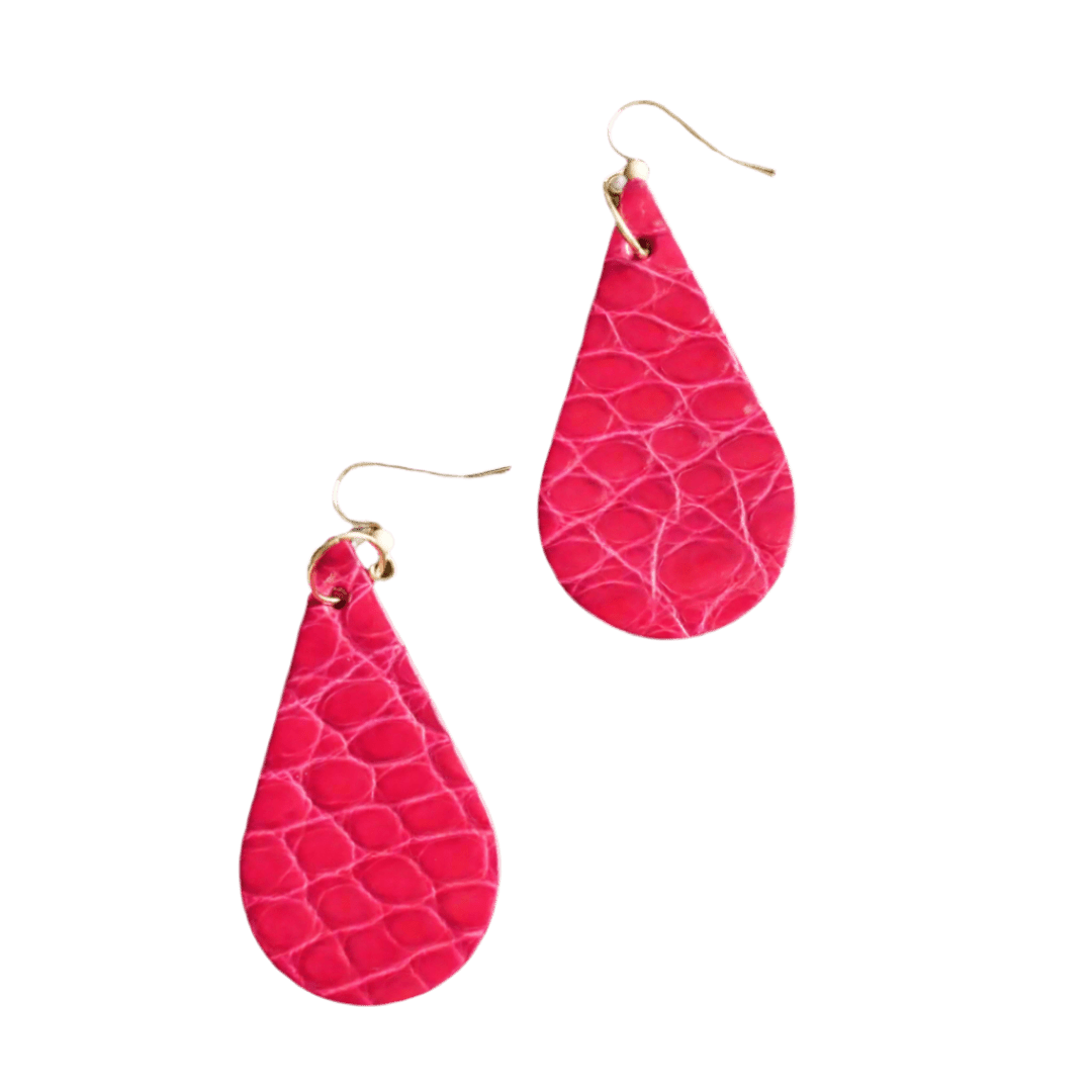 American Alligator Framboise CrocoVera Earrings - CrocoVera