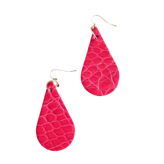 American Alligator Framboise CrocoVera Earrings - CrocoVera