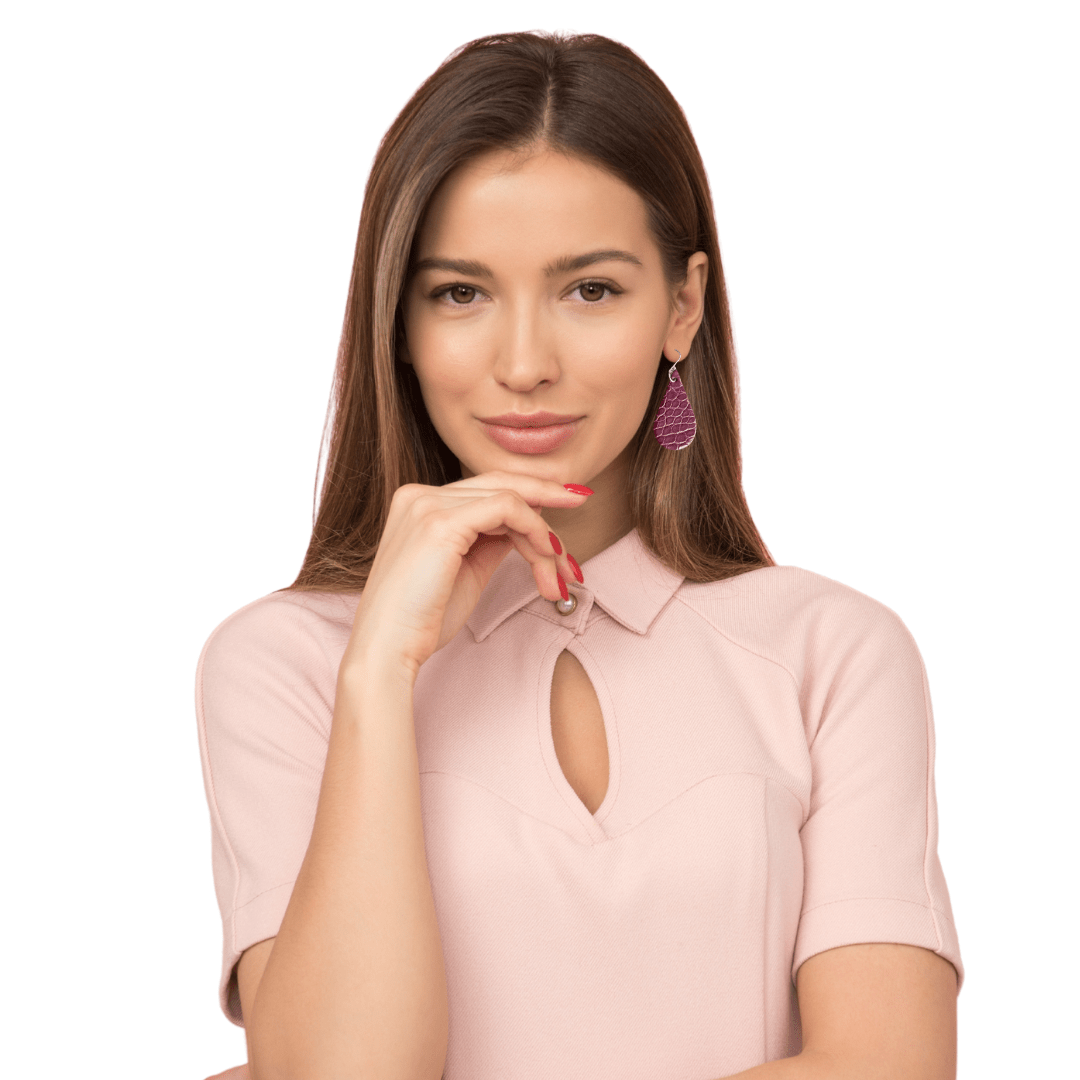 American Alligator Sangria CrocoVera Earrings - CrocoVera