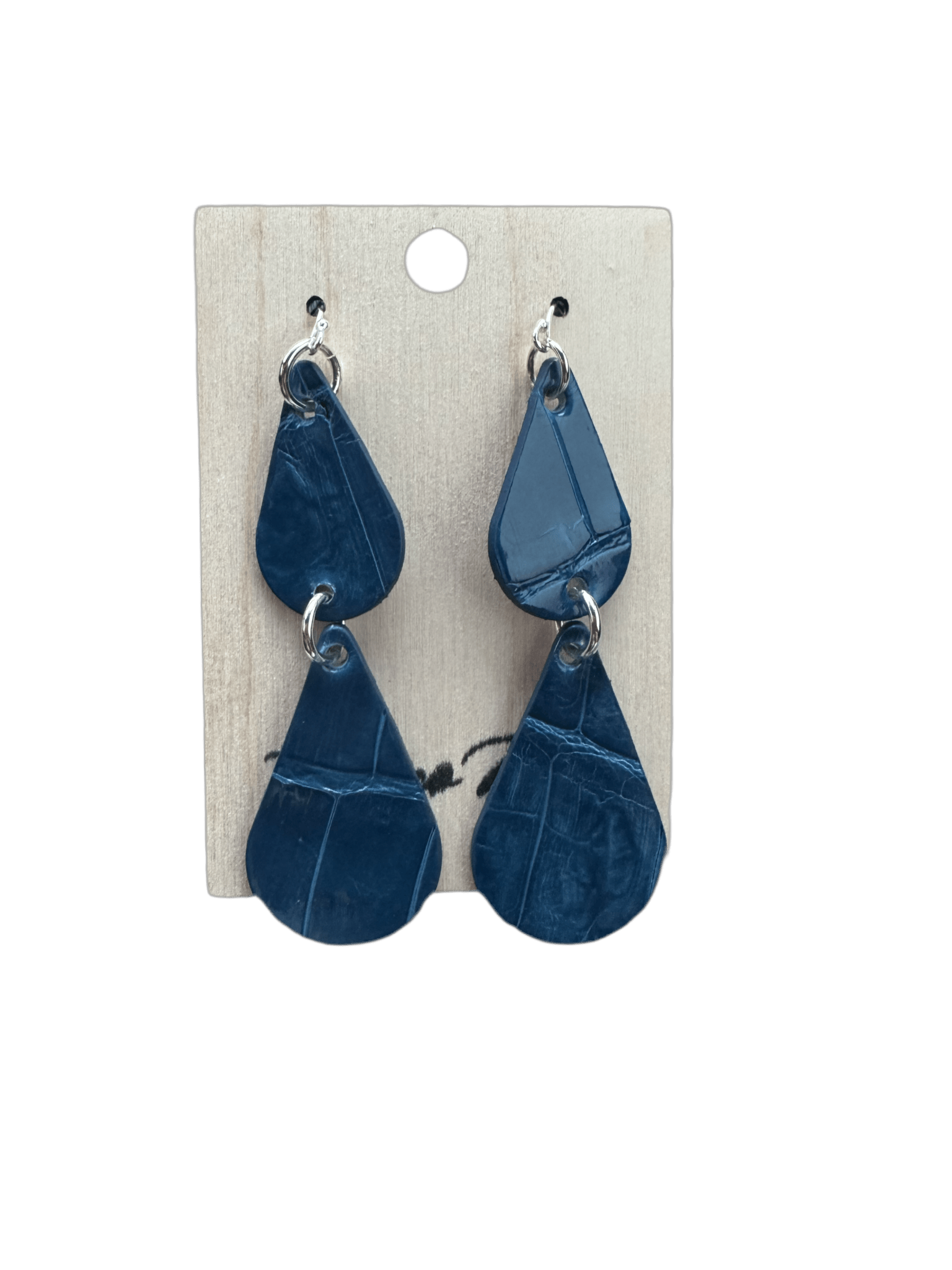Porosus Crocodile Blue Izmir CrocoVera Earrings Doubles - CrocoVera
