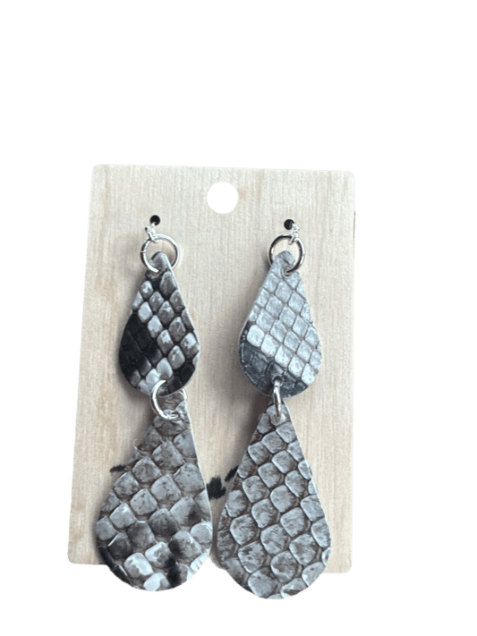 Python Snakeskin Matte Natural CrocoVera Earrings in Sterling Silver - CrocoVera