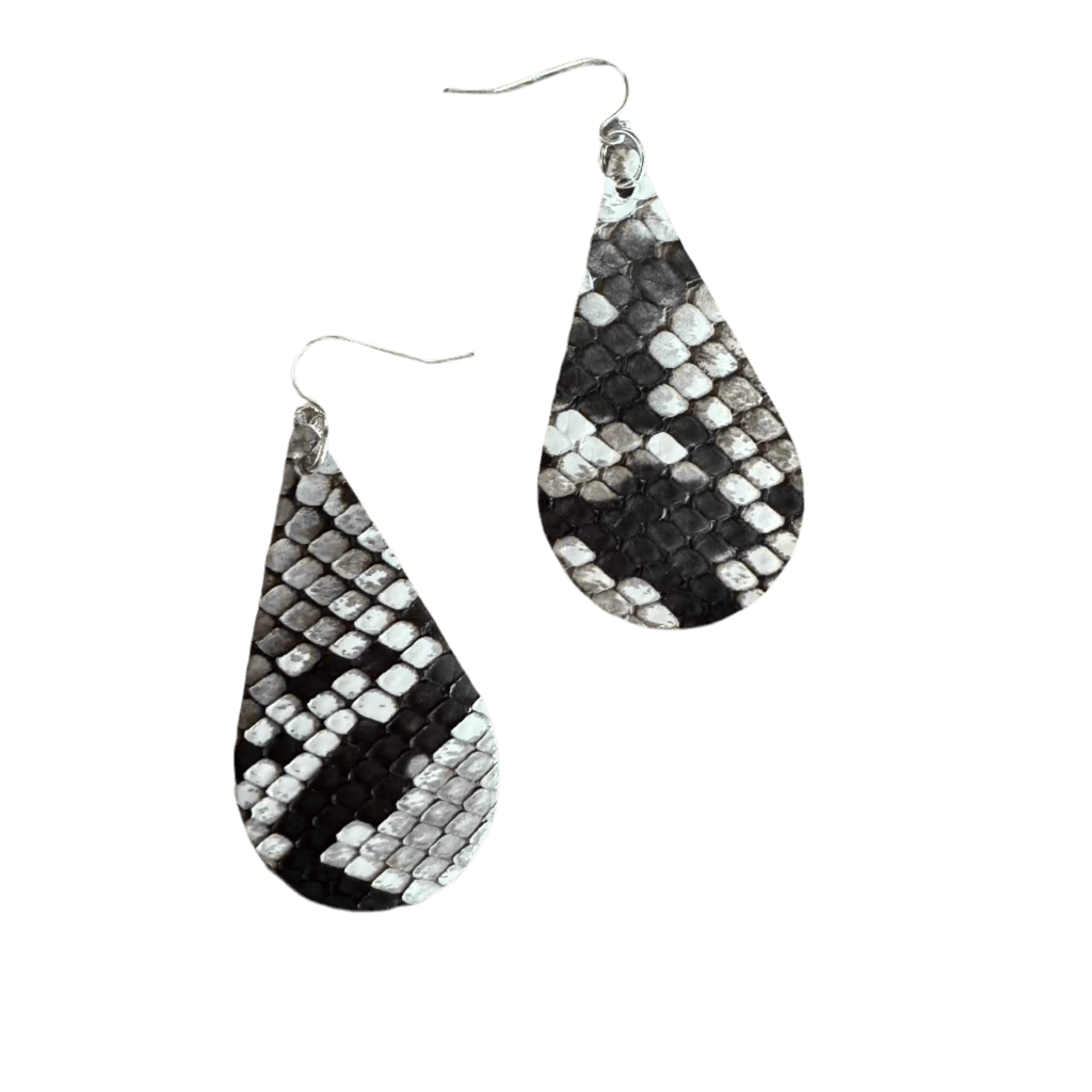 Python Snakeskin Matte Natural CrocoVera Earrings in Sterling Silver - CrocoVera