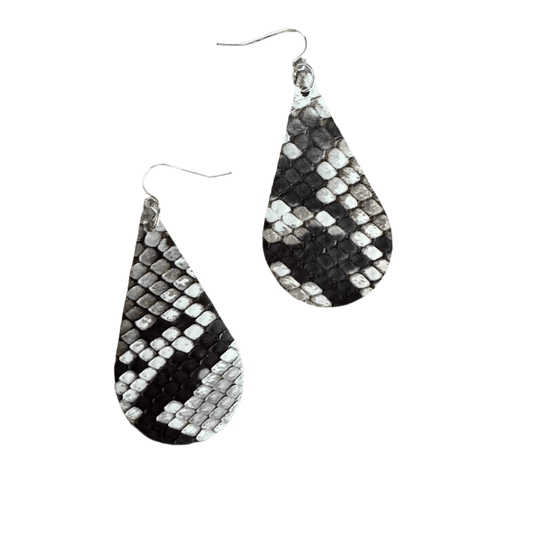 Python Snakeskin Matte Natural CrocoVera Earrings in Sterling Silver - CrocoVera